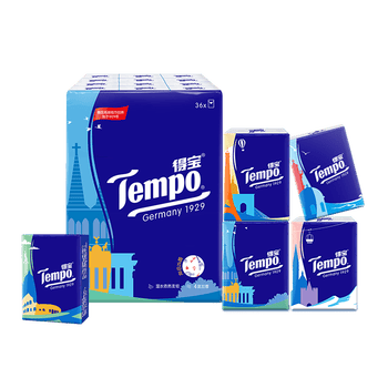 得宝（TEMPO）一博同款 手帕纸 欧式印花7张*12包 4层湿水不破 纸巾小包 面巾纸
