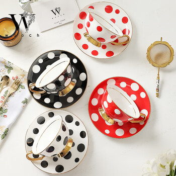 物取（WOOCH）时尚波点咖啡杯礼盒装陶瓷家用杯碟一对新婚乔迁伴手礼送新人