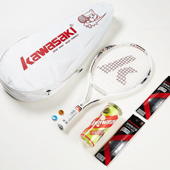 川崎（KAWASAKI）儿童网球拍青少年初学碳纤维网拍单拍C3(已穿线) 蓝色5-7岁21英寸