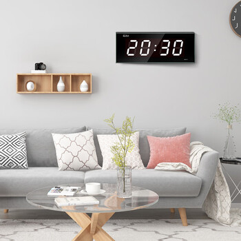 虹泰（HoTai）LED电子万年历挂钟客厅电子钟夜光数字钟表挂墙时钟3613单时间-白