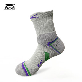 史莱辛格（Slazenger）功能网球袜男女加厚吸汗防脱羽毛球袜透气运动袜3双装 男士灰色
