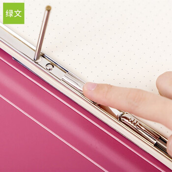 绿文A4黑色双弹簧夹活页文件夹两孔打孔文件夹 双蛇夹塑料打孔夹收纳夹 档案夹发票据夹 单个装
