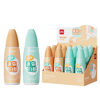 得力（deli）30ml迷你高粘手工白胶 学生开学文具DIY白乳胶 无甲醛可水洗胶水 学习用品 颜色随机1支 JS160