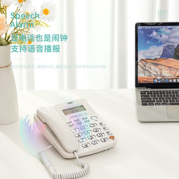 得力（deli）电话机座机 固定电话 办公家用 大容量存储 防雷、抗电磁干扰 787白