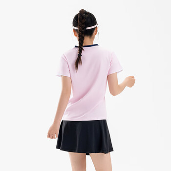 川崎羽毛球服女款夏季速干透气训练服V领运动服T恤 锋芒粉 S