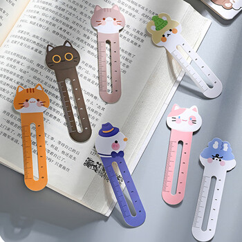 誉禾卡通标尺书签夹纸质书页夹带刻度可爱动物学生分页夹奖励品创意礼物开学用品30枚 4241