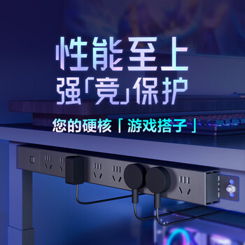 公牛（BULL）PDU桌面插排8插位总控开关全长2米插线板插排 黑色GNE-P108E