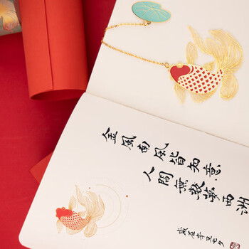 奉旨故宫文创 观鱼知乐手账本笔记本礼盒套装1套 书签胶带本子  学生生日礼物学生毕业礼物