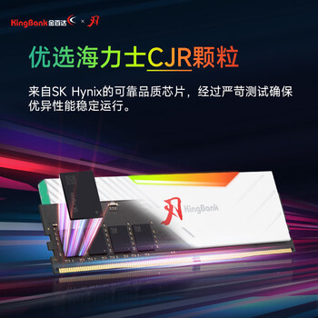 金百达（KINGBANK）64GB(32GBX2)套装 DDR4 3600 台式机内存条海力士原装CJR颗粒 白刃RGB灯条 C18