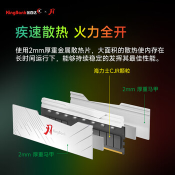 金百达（KINGBANK）64GB(32GBX2)套装 DDR4 3600 台式机内存条海力士原装CJR颗粒 白刃RGB灯条 C18