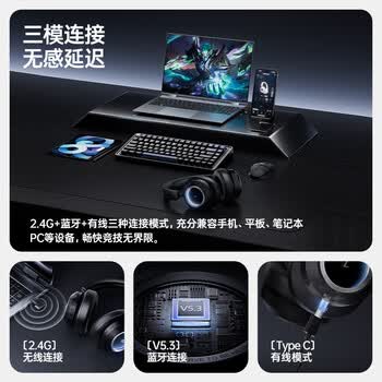 漫步者（EDIFIER）Halo Space头戴式主动降噪蓝牙耳机 游戏耳机 无线蓝牙 2.4GHz 高清麦克风 破晓白