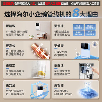海尔（Haier）小企鹅管线机壁挂式家用无胆即热式厚膜速热直饮4档水温调节净水器净饮机HGR2207