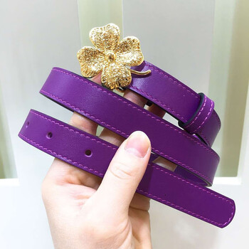 新款女士皮带女酷ins风真皮腰带百搭简约韩国休闲带配连衣裙装饰 紫色