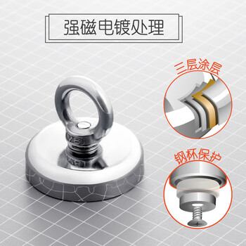 DSB(迪士比)强磁吸铁石磁铁强力打捞专用圆形吸铁石钕铁硼吊环吸盘河道户外打捞神器直径32mm 1个装 DSB(迪士比)强磁吸铁石磁铁强力打捞专用圆形吸铁石钕铁硼吊环吸盘河道户外打捞神器直径32mm 1个装