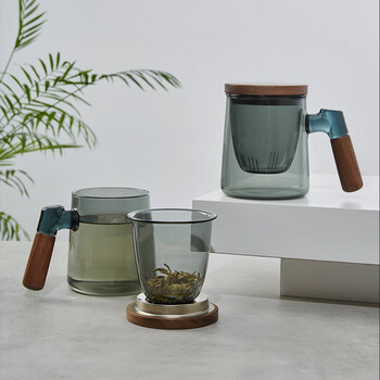 平仄 茶杯泡茶杯茶水分离杯玻璃杯办公室水杯大容量420ml青山隐 平仄 茶杯泡茶杯茶水分离杯玻璃杯办公室水杯大容量420ml青山隐
