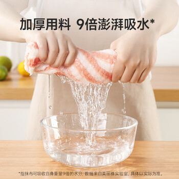 美丽雅纤维抹布25*25cm8片厨房洗碗清洁保洁擦桌吸水去污不易留痕掉毛