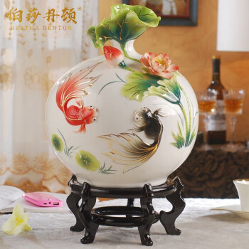 琺瑯彩鳳紋夜光賞瓶 装飾品 花瓶 美品 景徳鎮 陶磁器 工芸品