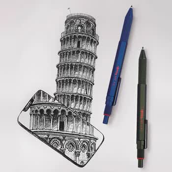 红环（rOtring）圆珠笔 600系列 多功能按压式自动铅笔三合一 蓝色单支装 德国高颜值专业绘图笔