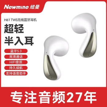 纽曼（Newmine） H61 TWS无线蓝牙音乐耳机半入耳运动耳机持久续航HIFI音质太空仓耳机 黑色