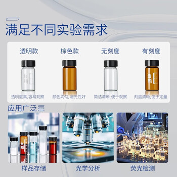 湘玻 样品瓶玻璃螺口化学试剂瓶精油西林瓶粉末液体分装瓶带盖 【无刻度】20mL透明 100个/盒