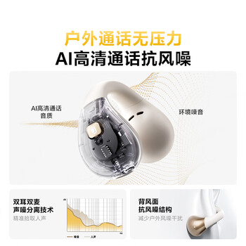 QCY C30 耳夹耳机 不入耳开放式无线蓝牙耳机 舒适稳固佩戴长续航 皓月白