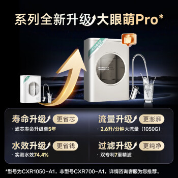 史密斯（A.O.SMITH）佳尼特净水器家用厨下式直饮净水机专利4年RO膜反渗透滤芯1.8升/分钟大眼萌CXR700-A1 