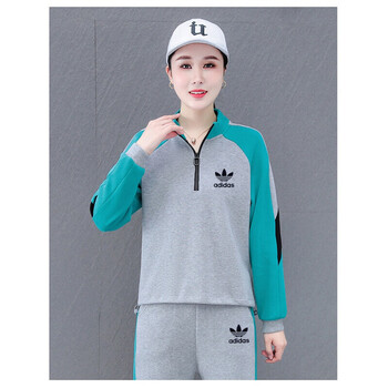 三叶草自营旗舰店运动服女夏秋卫衣两件套洋气女士时尚女装休闲套装