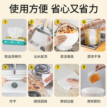 LEEME.ME厨房洗碗巾一次性50片*1包可当厨房湿巾去油污洗碗布懒人抹布加大