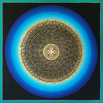 尼泊尔唐卡画师jiban lama作品混合金彩绘经文坛城唐卡(编号2081)06