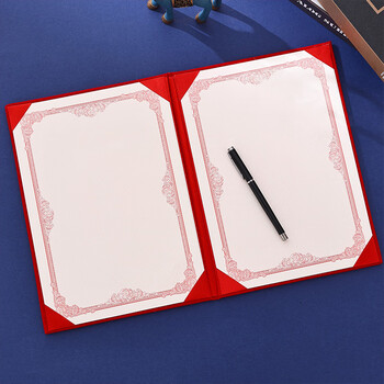 旭辰文具高档A4签约本大红色绒面烫金商务签约书夹仪式本合同战略合作合同本文件资料稿纸双方协议书