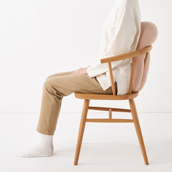 MUJI可当成腰垫使用的柔软靠垫 抱枕腰托靠枕腰靠 橙红色 49*22*15cm