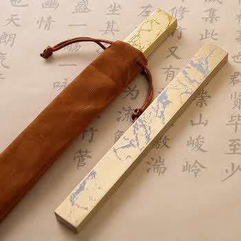 梅林笔庄黄铜镇纸镇尺实心黄铜创意泼墨烫金镇纸尺压纸专用文房四宝金属小摆件学生书法镇纸铜镇尺金线单根
