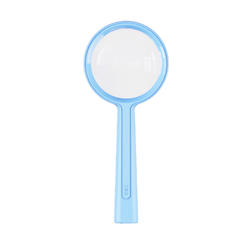 得力【手持放大镜55mm】高清高倍自然观察放大镜 小学生老人阅读旅行户外便携玩具 蓝