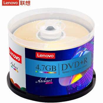 联想（Lenovo）光驱刻录盘 DVD+R 光盘 16速4.7GB 办公系列空白光驱刻录盘 桶装50片