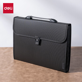 得力（deli）A4/13格手提文件包/风琴包/文件夹 针织纹面文件资料收纳包 办公学生文件保护 5555