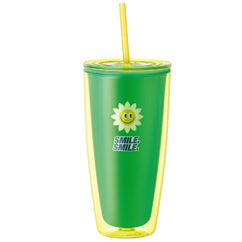 乐扣乐扣（LOCK&LOCK）巨无霸吸管儿童水杯塑料办公室双层冷饮杯HAP516G_750ml