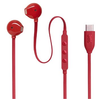 JBL TUNE 305C 有线耳机 Type-C接口 半入耳式耳机 电脑耳机 适用于USB-C 开学 出游搭子 礼物 红色