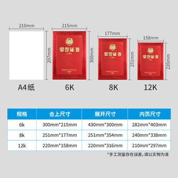 DSB（迪士比）荣誉证书12K/10本装奖章款外壳获奖空白奖状培训表彰奖励颁奖证书配20张A4内芯 050830