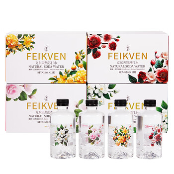 斐矿新品尝鲜克东天然苏打水415ml*12瓶/箱冬梅花无糖无气健身饮用