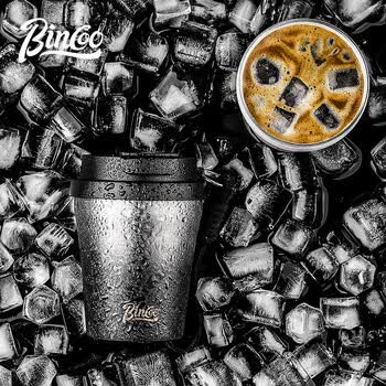 Bincoo渐变保温杯陶瓷涂层咖啡杯便携高颜值车载双饮随行吸管杯子