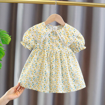 01234岁半女童泡泡袖连衣裙夏装2022年新款儿童裙子碎花袖裙子韩版