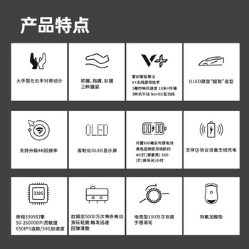 雷柏 VT950PRO双模无线充电游戏鼠标支持4K回报率 超长续航 黑色
