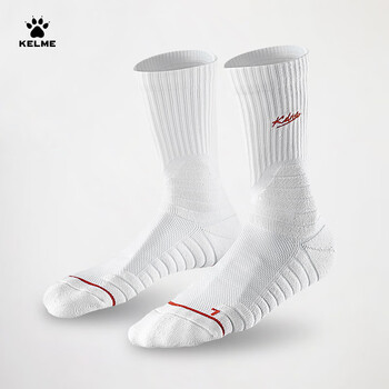 卡尔美（KELME）篮球袜男专业实战长筒袜青少年夏季运动跑步袜子 白蓝色 L