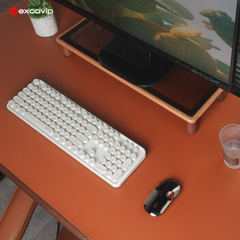 宜适酷（EXCO）1.2米超大号防水鼠标垫电脑办公键盘桌垫 桌布PU皮革防滑绒布面底学习写字桌垫茶色9210