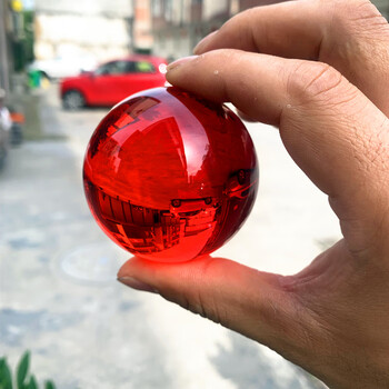 人造蓝色粉红色紫色玻璃光球柜台装饰摆件创意家居 6厘米大红色光球