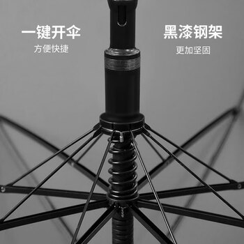 米波迪（Meebordi）防晒伞直杆8骨黑胶太阳伞UPF50+隔热晴雨两用实木手柄