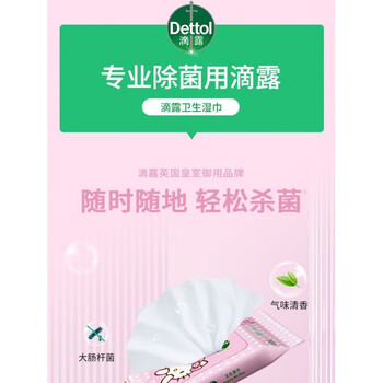 滴露（Dettol） 清新香气 温和肌肤 洁净清洁 卫生湿巾 hello kitty 10片装*1包