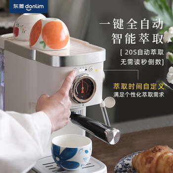 东菱（Donlim）咖啡机复古意式温度可视全半自动家用蒸汽打奶泡机小型咖啡萃取器DL-6400 DL-6400珍珠白