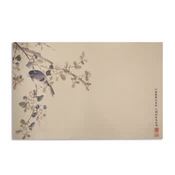 梅林笔庄加厚书法羊毛毡垫房四宝写毛笔书法用毛毡垫布国画国创意风桌布毛毡子莺歌燕语毛毡69*45cm