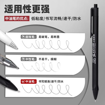 晨光水感顺滑圆珠笔中油笔0.7mm子弹头软胶握手原子笔按动笔学生办公用品红色40支/盒ABPW3002C